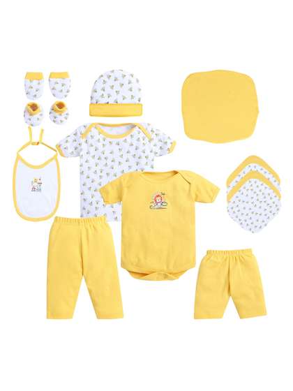 EIO Infants 13-Pcs
                    Yellow & White Printed Pure Organic Cotton Baby
                    Apparel Gift Set