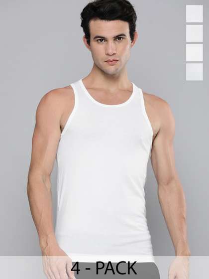 Levis Men Pack Of 4
                        Solid Scoop Neck Sleeveless Pure Cotton Classic
                        Vest