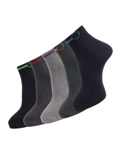 Dollar Socks Men Pack
                      of 5 Assorted Ankle Length Cotton Socks
