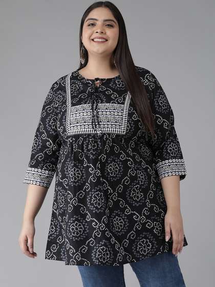 YASH GALLERY Plus Size Bandhani Kurti