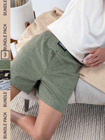 DAMENSCH Men Pack of 3
                      Printed Ultra-Light Cotton Regular Fit Boxer
                      Shorts