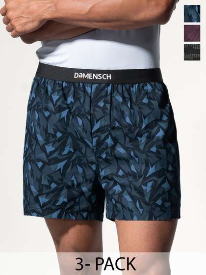 DAMENSCH Men Pack of 3
                      Printed Ultra-Light Cotton Regular Fit Inner
                      Boxer