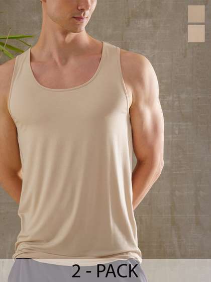 DAMENSCH Men Pack Of
                        2 Anti- Microbial Solid Bamboo Innerwear Vests