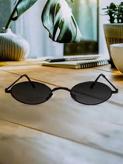 Spiky Unisex Kids Black
                    Lens & Black Oval Sunglasses with UV Protected
                    Lens