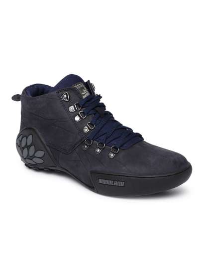 a451b4a0 c37b 470f ba2d f9af0c452ae31549347682207 Woodland Men Navy Blue Textured Leather Mid Top Sneakers 188 1
