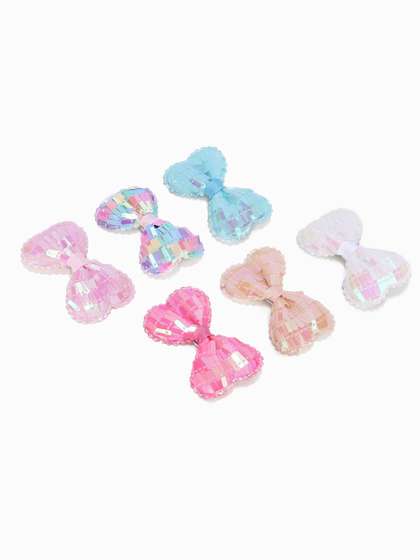 Krelin Girls Pink
                      & Blue Set of 6 Bows Alligator Hair Clip