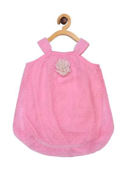 Creative Kids Girls
                      Pink Self Design Romper Dress