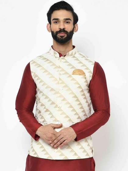 KISAH Men Printed Nehru Jackets