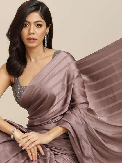 Tikhi Imli
                        Gunmetal-Toned Striped Saree