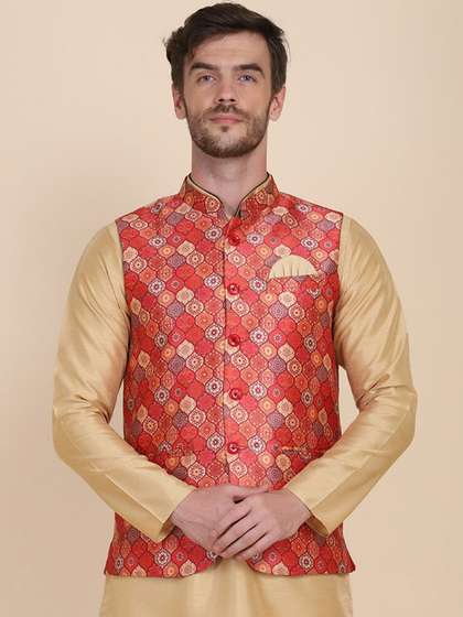 TAHVO Men Printed Woven Nehru Jackets