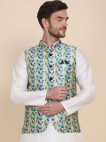 TAHVO Men Printed Nehru Jackets