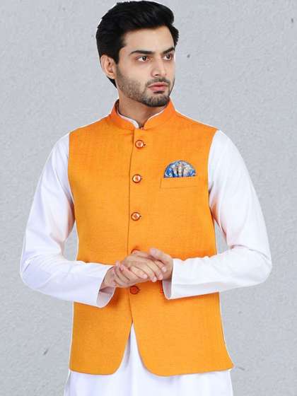 TAHVO Men Solid Woven Nehru Jackets