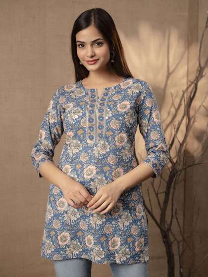Nayo Blue & White Printed Tunic