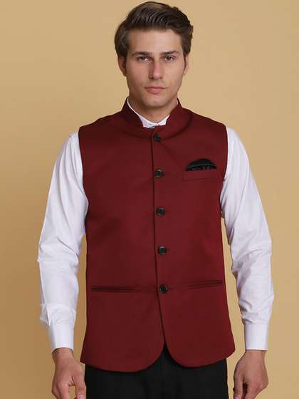 TAHVO Men Solid Nehru Jackets