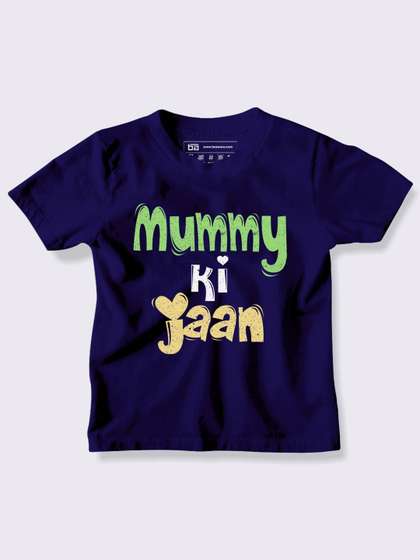 BE AWARA Kids Navy Blue & Russian violet Printed T-shirt