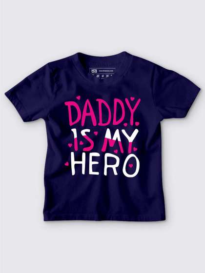 BE AWARA Kids Navy Blue Typography Printed T-shirt