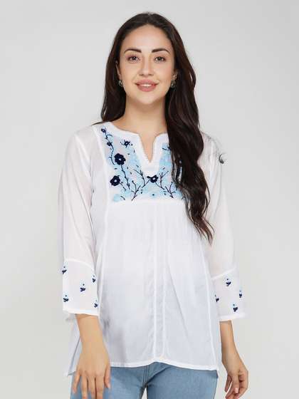 VAHSON Women
                        Chikankari Hand Embroidered Semi-Sheer
                        Sustainable Pure Cotton Top