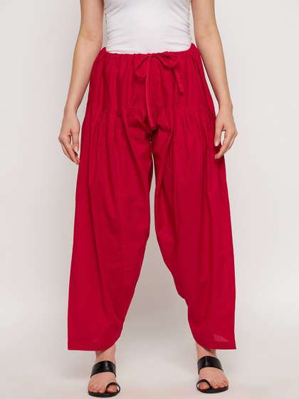 Clora Creation Women
                        Red Solid Pure Cotton Loose-Fit Salwar