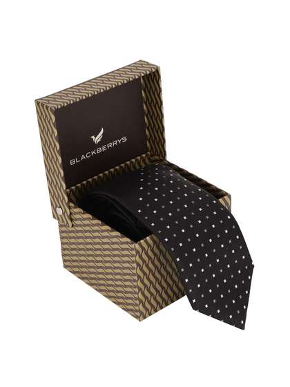Blackberrys Men Black
                    & Grey Woven Design Skinny Tie