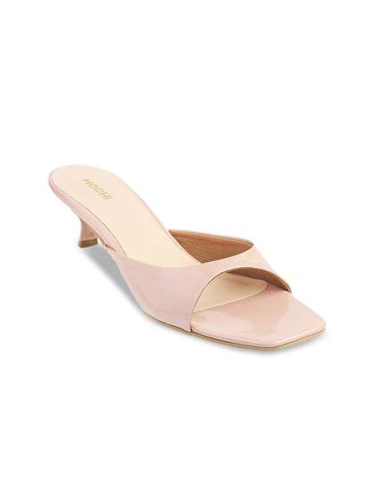 Mochi Womens Peach
                        Kitten Heel Slip-On