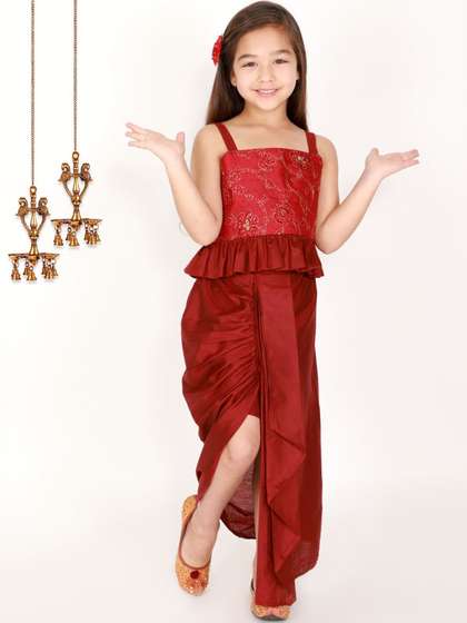 VASTRAMAY Girls
                        Maroon Embroidered Sequinned Ready To Wear
                        Lehenga Choli Set