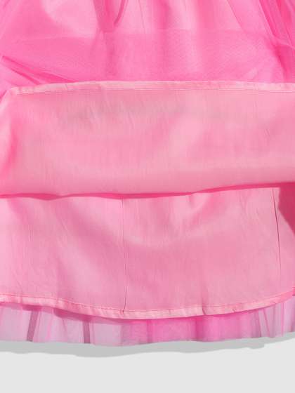 YK Girls Pink Printed Sibling Collection Ready to Wear Lehenga & Blouse With Dupatta