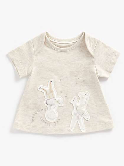 mothercare Infant Grey
                    Envelope Neck Organic Cotton T-shirt