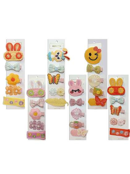 VAGHBHATT Girls Yellow
                    & Blue Set of 5 Hair Accessory Set