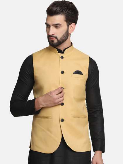 TAHVO Men Solid Nehru Jacket