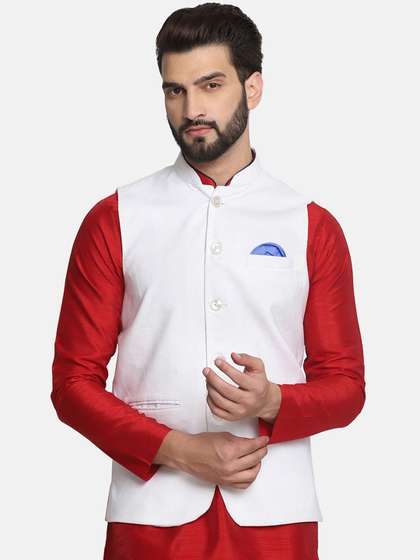 TAHVO Men Solid Nehru Jacket
