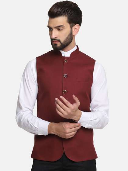 TAHVO Men Solid Nehru Jackets