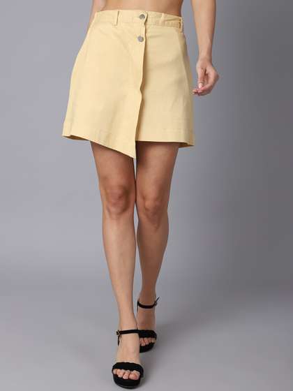 TAG 7 Women Solid Asymmetric Denim Skirts