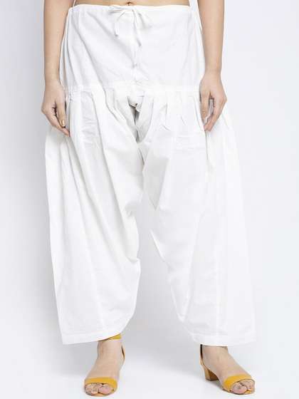 GRACIT Women White
                        Solid Pure Cotton Loose-Fit Salwar