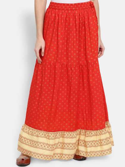 V-Mart Women Ethnic Printed A- Line Maxi Flared Skirts