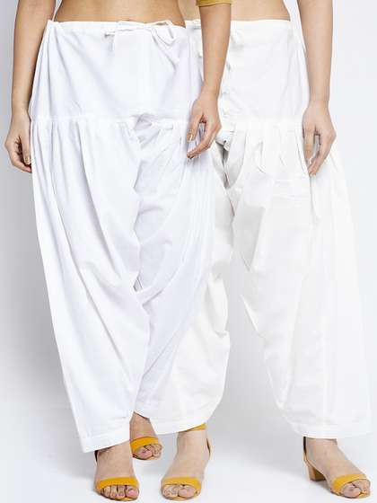 Jinfo Women Pack of
                        2 White & Off White Solid Loose Fit Cotton
                        Salwar