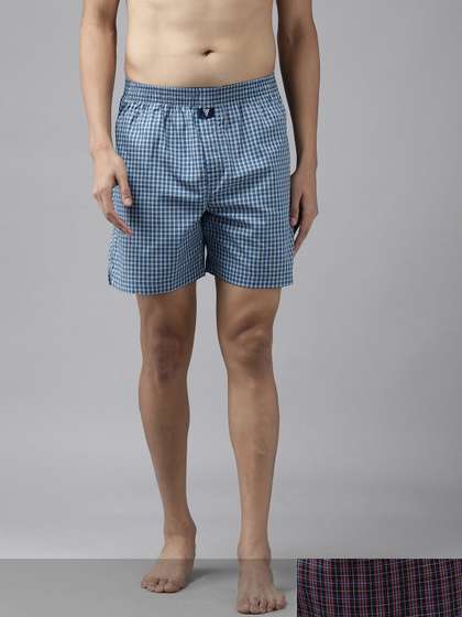 Van Heusen Men
                          Mercerized Cotton Checks Boxer Shorts Relaxed
                          Fit Dual Pockets Side Slits
