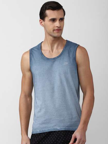 Peter England Men Blue Cotton Lounge T-shirt