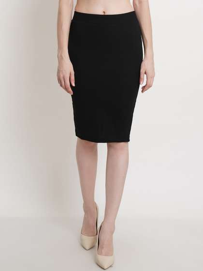 Popwings Women Solid Pencil Skirts