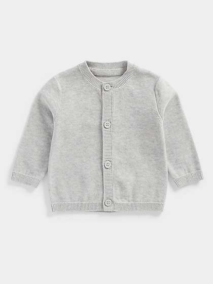 mothercare Boys Grey
                    Melange Solid Organic Cotton Front-Open Cardigan