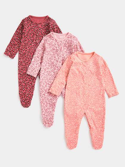 mothercare Infant Girls
                    Set Of 3 Pure Cotton Sleepsuits
