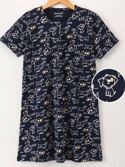 FUNKRAFTS Girls Black
                    Printed Nightdress