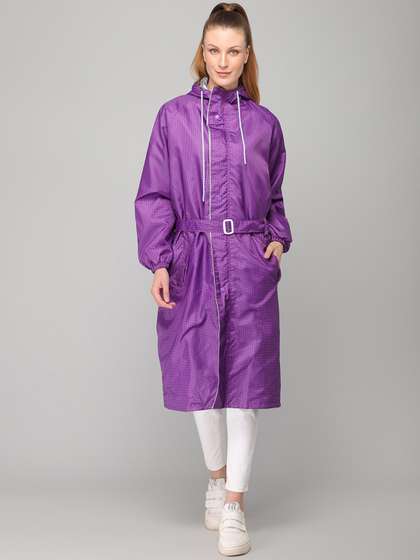 THE CLOWNFISH
                        Brilliant Pro Purple Solid Waterproof Seam
                        Sealed Long Rain Jacket