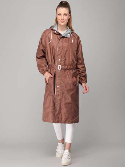 THE CLOWNFISH
                        Brilliant Pro Brown Solid Waterproof Long Rain
                        Jacket