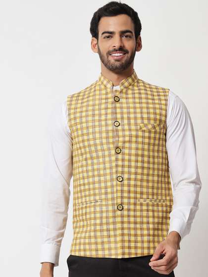 Vastraa Fusion Men Checked Nehru Jackets