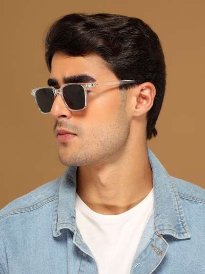 Voyage Unisex Black
                        Lens & White Wayfarer Sunglasses with UV
                        Protected Lens