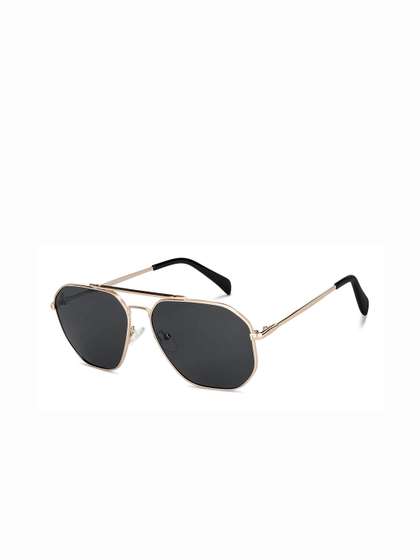 Vincent Chase by
                        Lenskart Unisex Grey Lens & Gold-Toned
                        Aviator Sunglasses with Polarised and UV
                        Protected Lens
