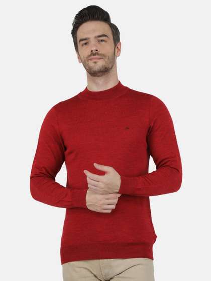 Monte Carlo Men Red Mock Neck Pullover