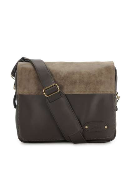 Messenger Bags Online In India Myntra Yelloe Men Grey Brown Colourblocked Messenger Bag