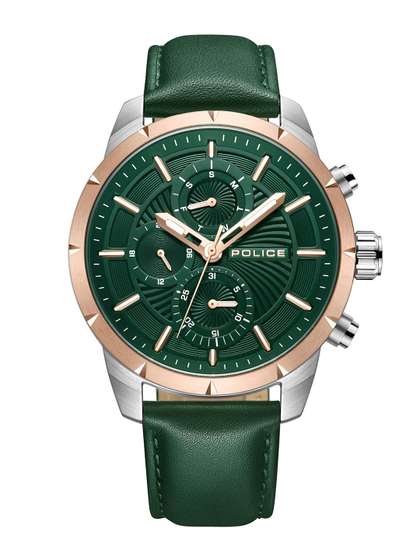 Police Men Green Dial
                    & Green Leather Straps Analogue Watch