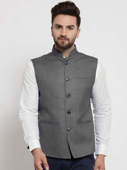 TREEMODA Men Grey
                        Solid Nehru Jackets